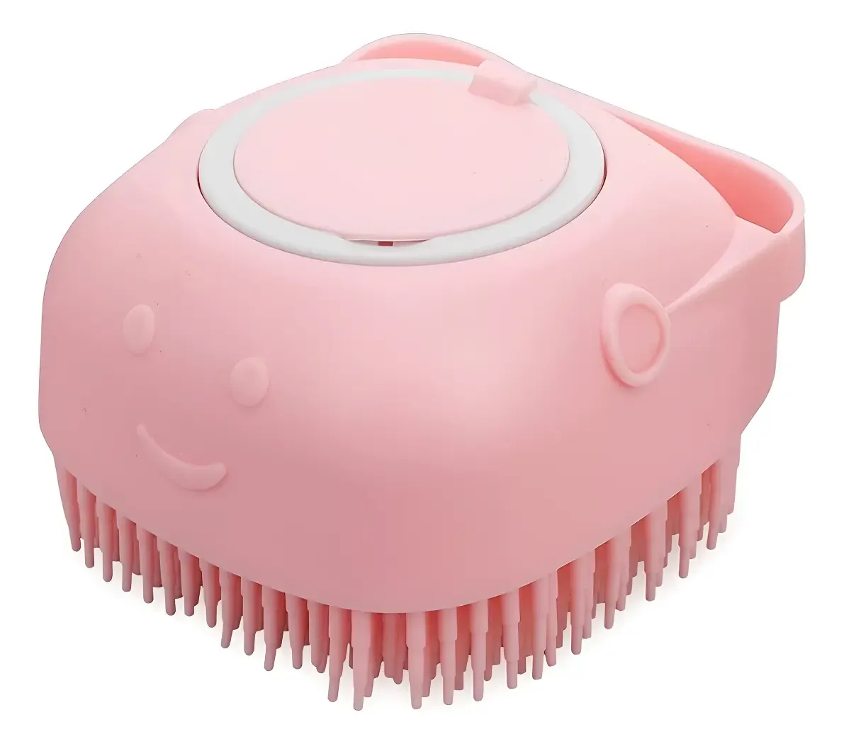 cepillo esponja mascota con despenser de jabon ROSA
