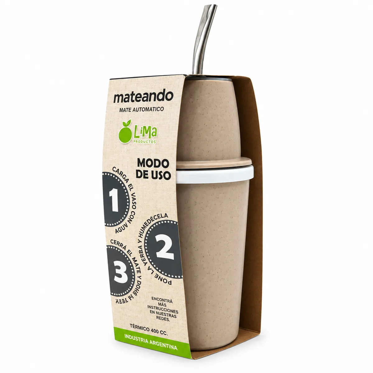 Mate Autocebante Mate Listo 400 Cc Automate Plastico COLOR BEIGE
