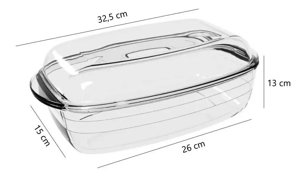 Fuente Rectangular Con Tapa 4,5 Lts Vidrio Horno O´cuisine - imagen 2