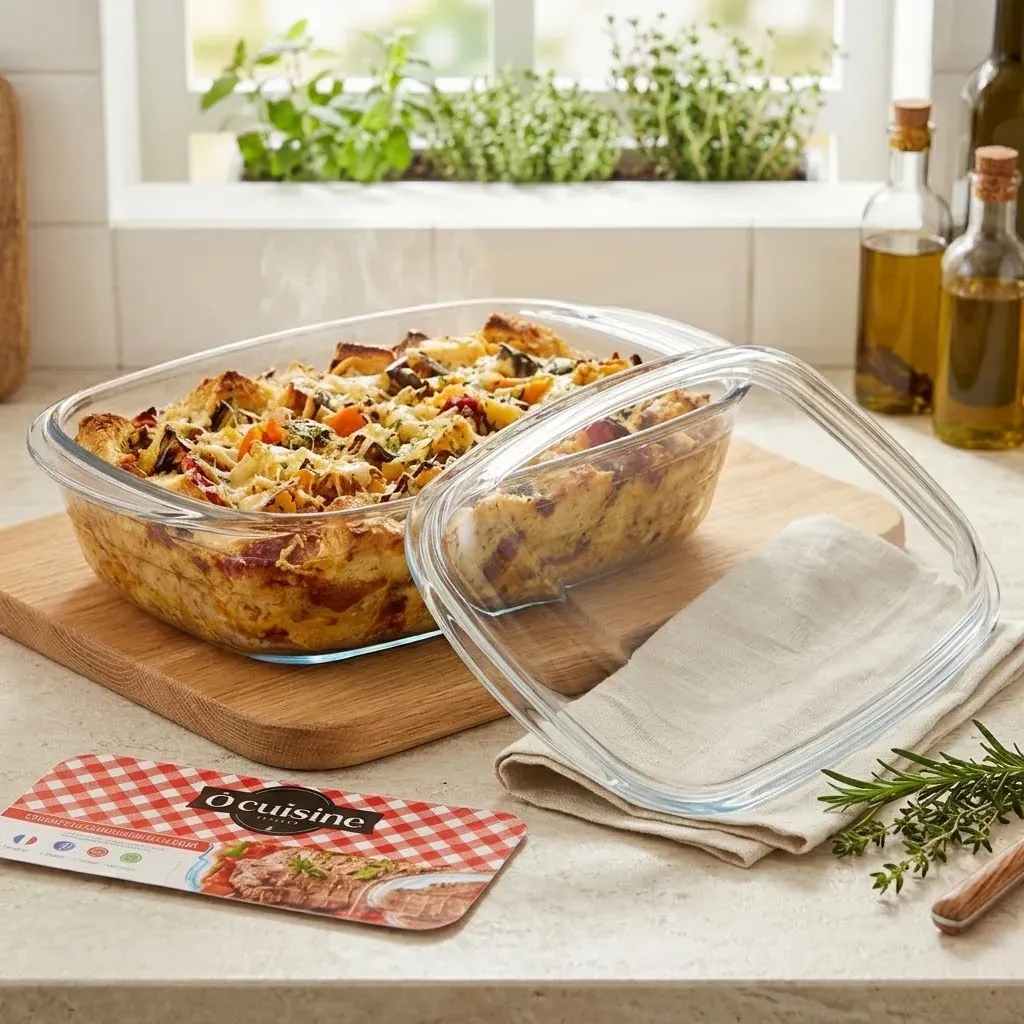 Fuente Rectangular Con Tapa 4,5 Lts Vidrio Horno O´cuisine - imagen 3