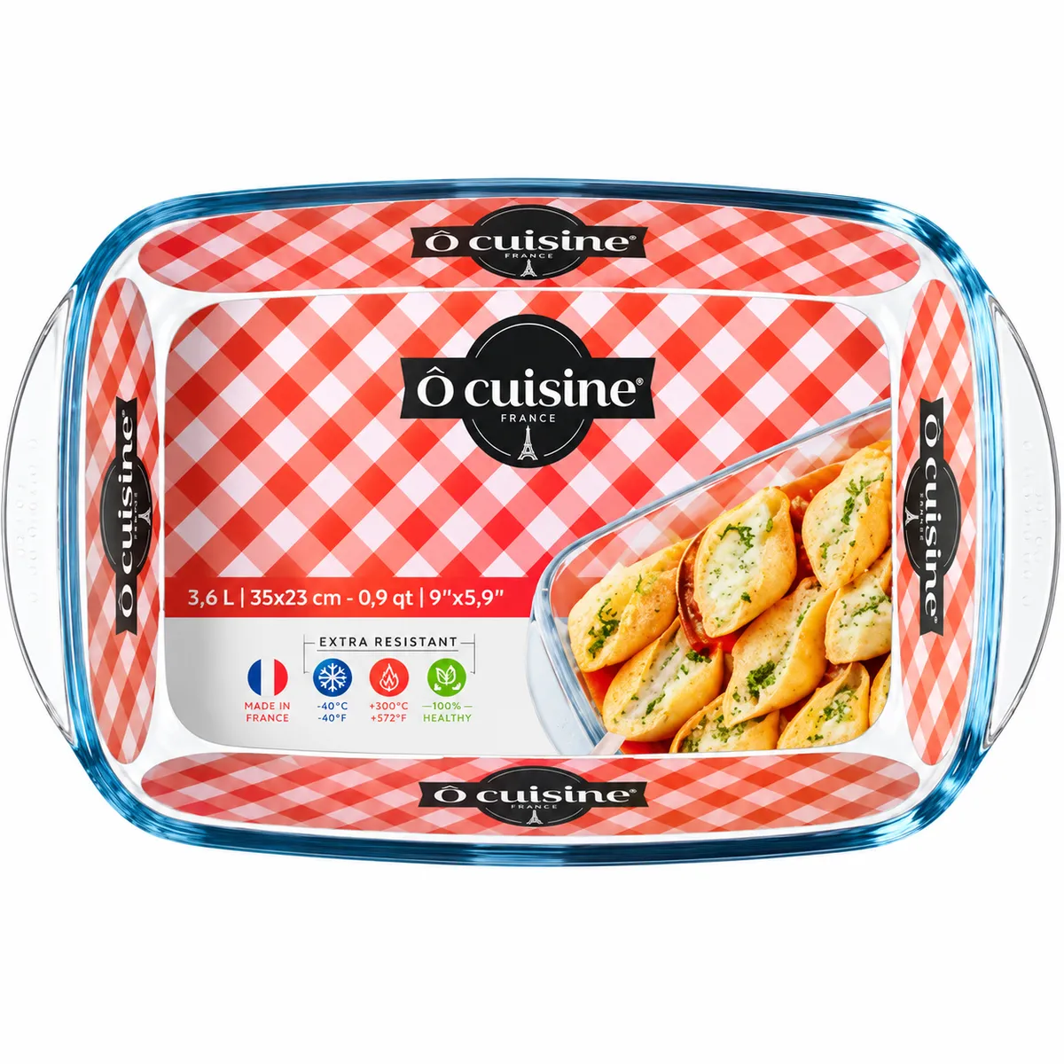 Fuente rectangular 23 x 15 x 5 cm para horno de Vidiro Templado Cuisine