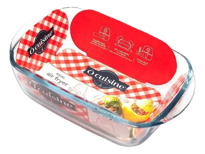 Molde Fuente Rectangular Freidora Horno Micro Ocusine Vidrio