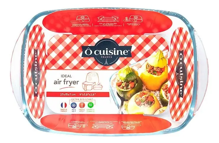 Molde Fuente Rectangular Freidora Horno Micro Ocusine Vidrio - imagen 2