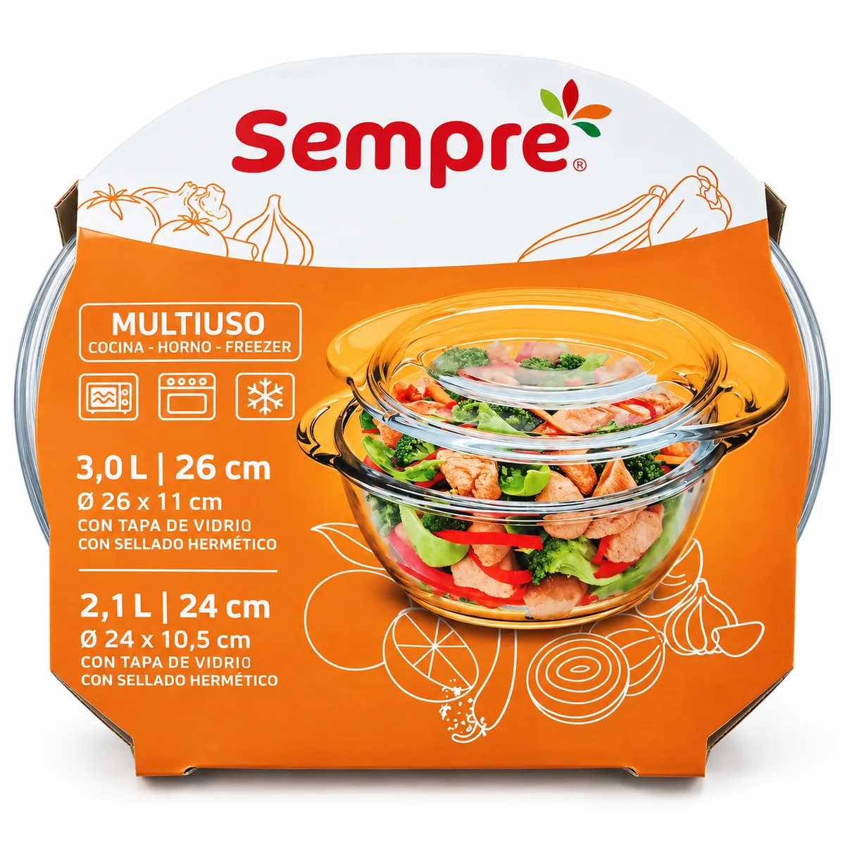 cacerola de vidrio sempre 3.1 litros