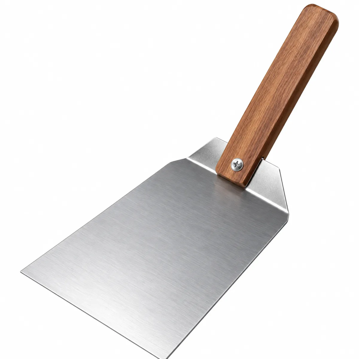 espatula de acero inoxidable 12 cm con mango de madera