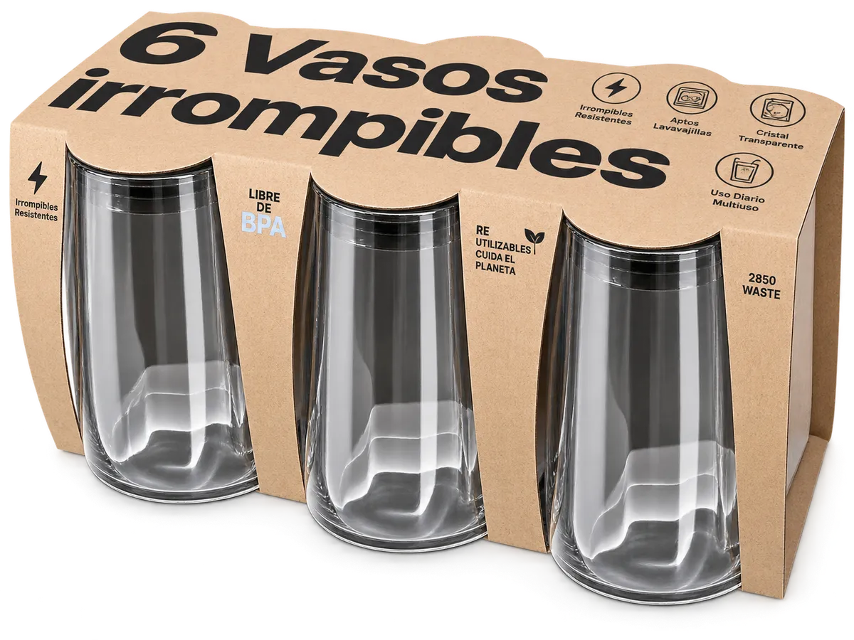 vasos irrompibles color fume x 6 unidades