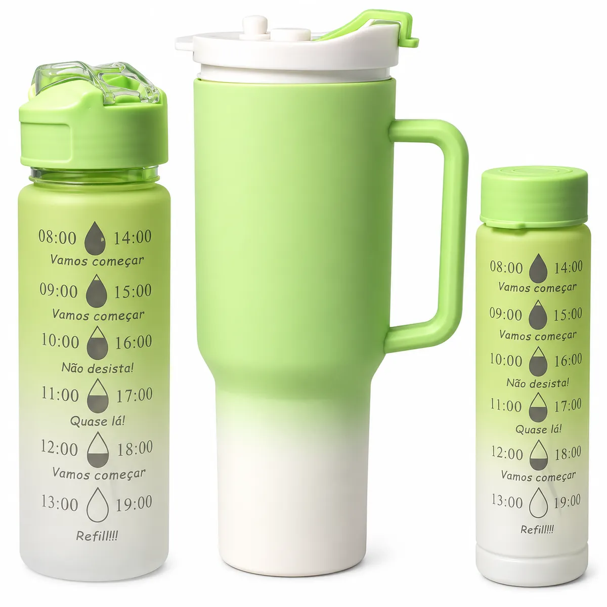 SET DE BOTELLAS PARA AGUA COLOR VERDE CLARO