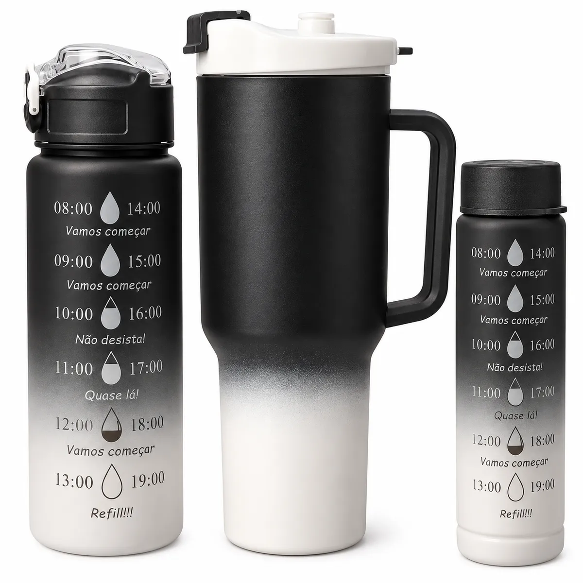 SET DE BOTELLAS PARA AGUA COLOR NEGRO