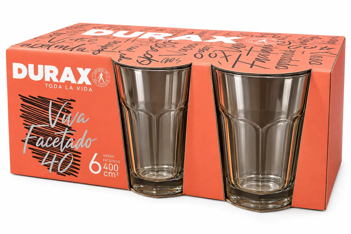 SET DE VASOS 400CC DURAX FACETADO X 6
