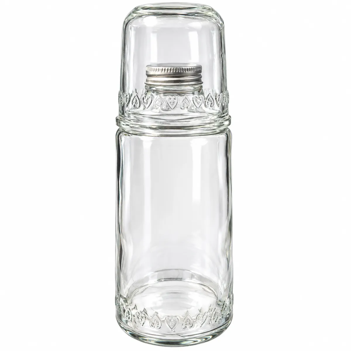 BOTELLA CON VASO DE AGUA VIDRIO