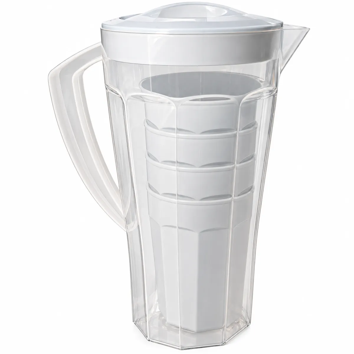 JARRA PLASTICA + 4 VASOS