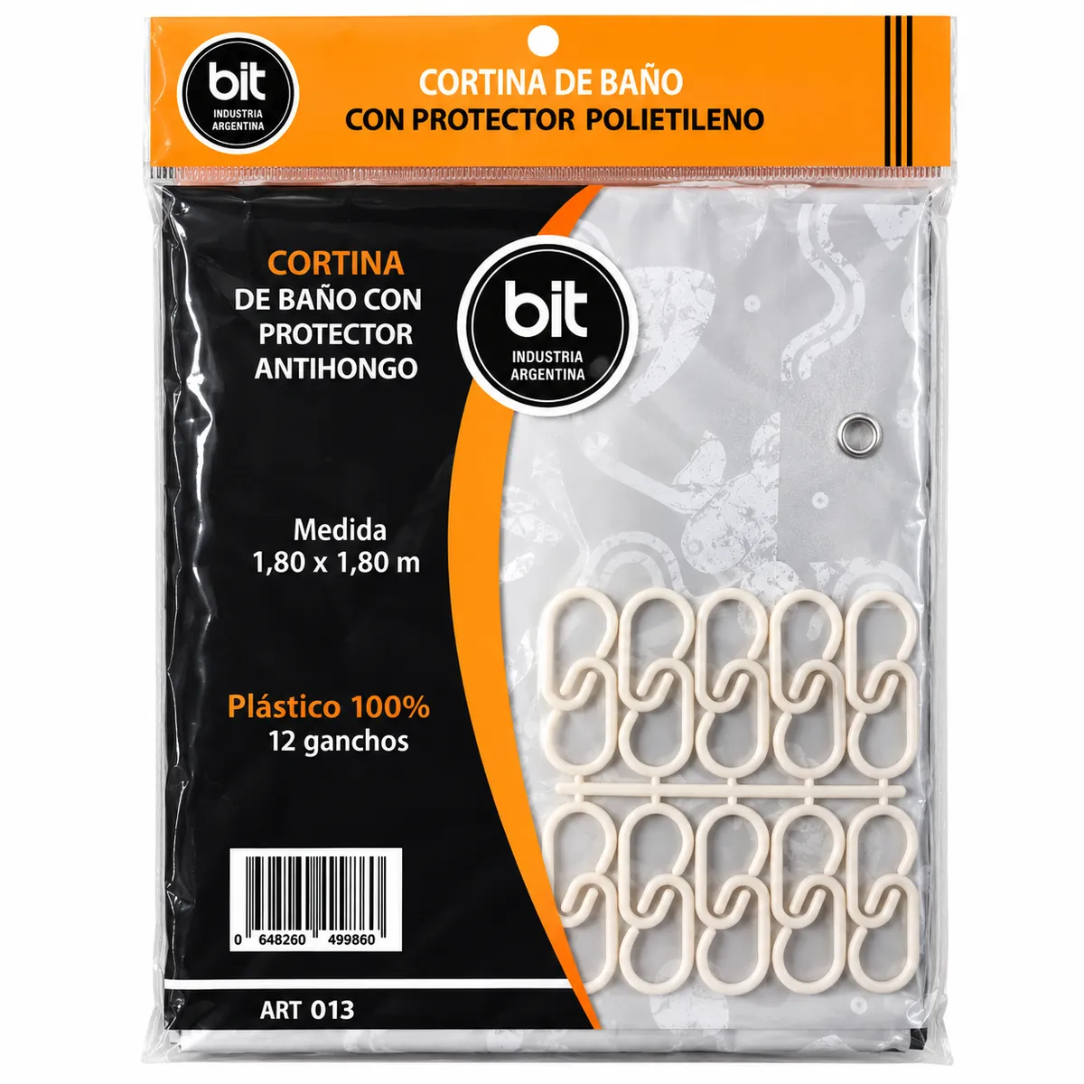 CORTINA DE BAÑO CON PROTECTOR ANTIHONGO 180X180