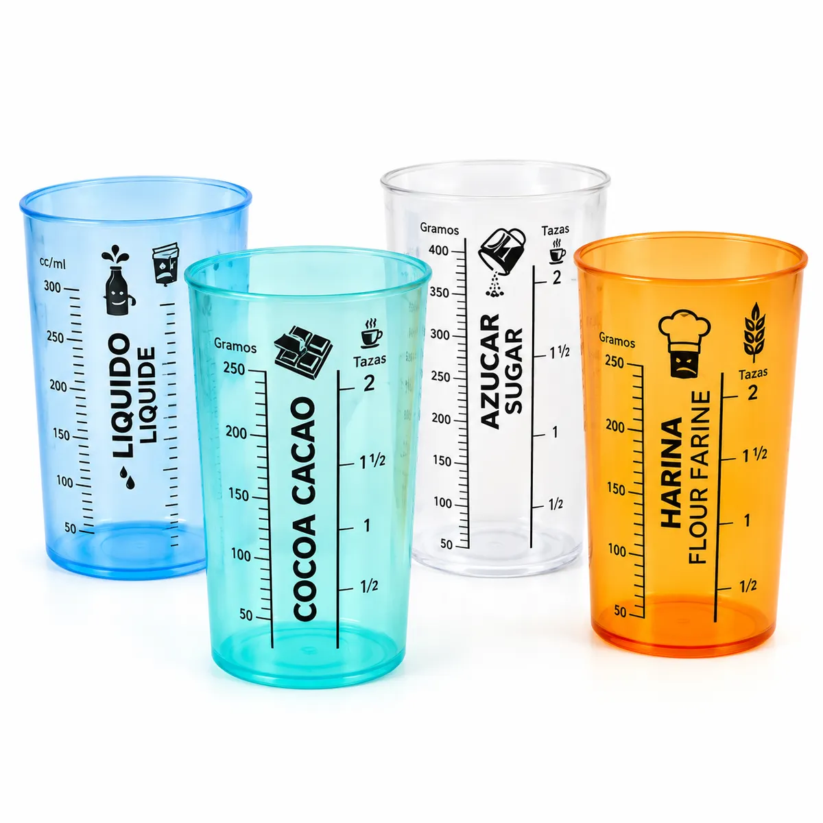 Vaso medidor 500 ml Graduado Plastico Colores