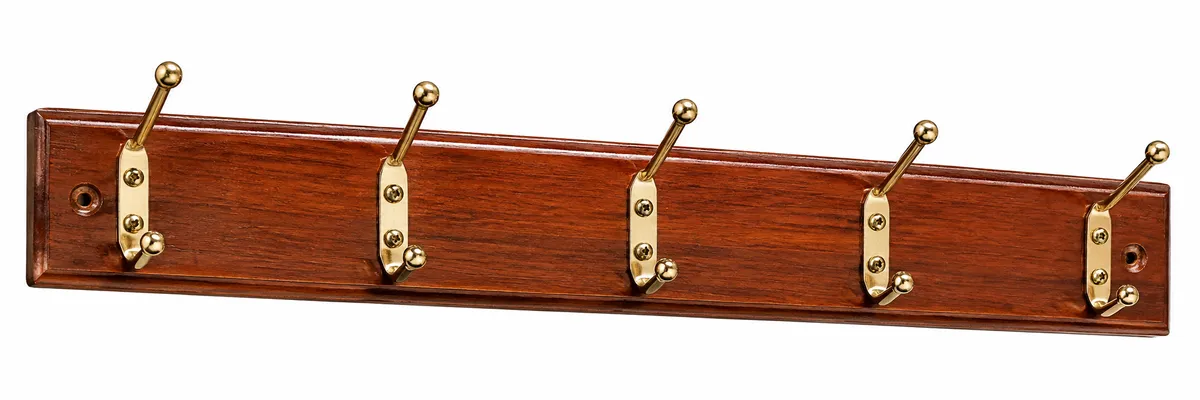 PERCHERO DE PARED MADERA Y METAL X 5