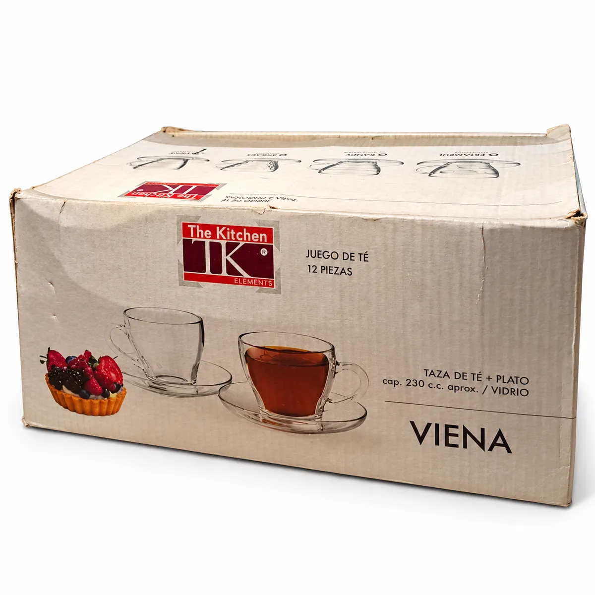 JUEGO DE 6 TAZAS DE TE CON PLATO VIDRIO VIENA