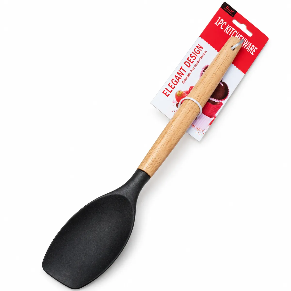 CUCHARA DE SILICONN MANGO DE MADERA
