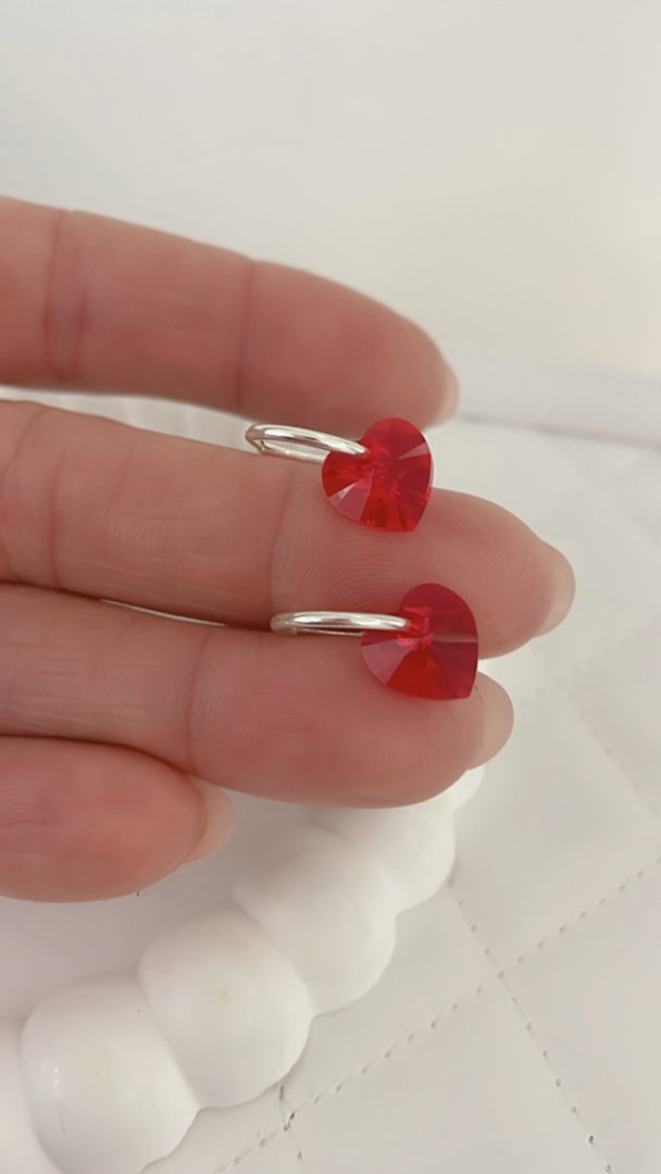 Aros Argollas Swarovski Corazón Siam