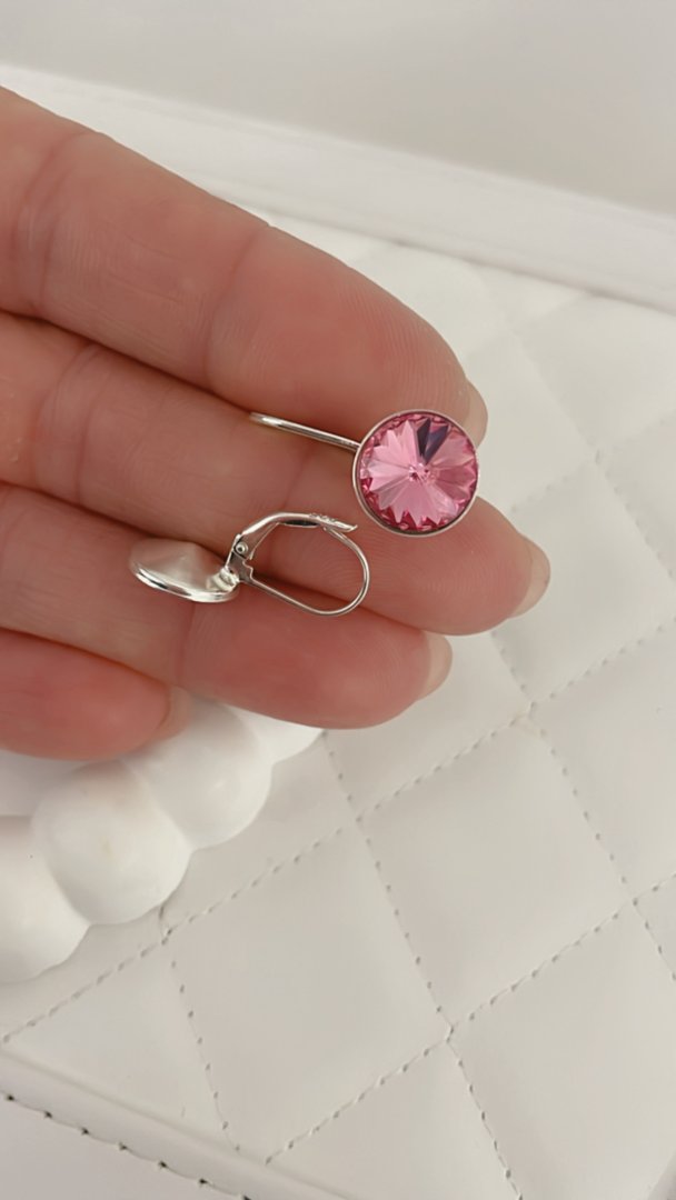 Aros Brisura Swarovski Fucsia