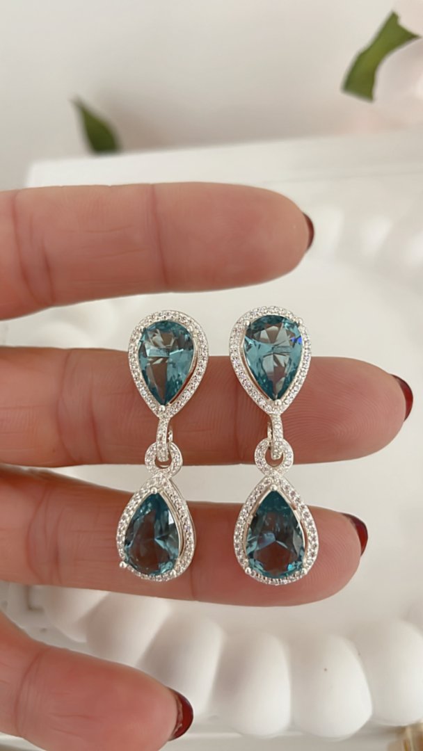 Aros Colgantes Brillo Aqua