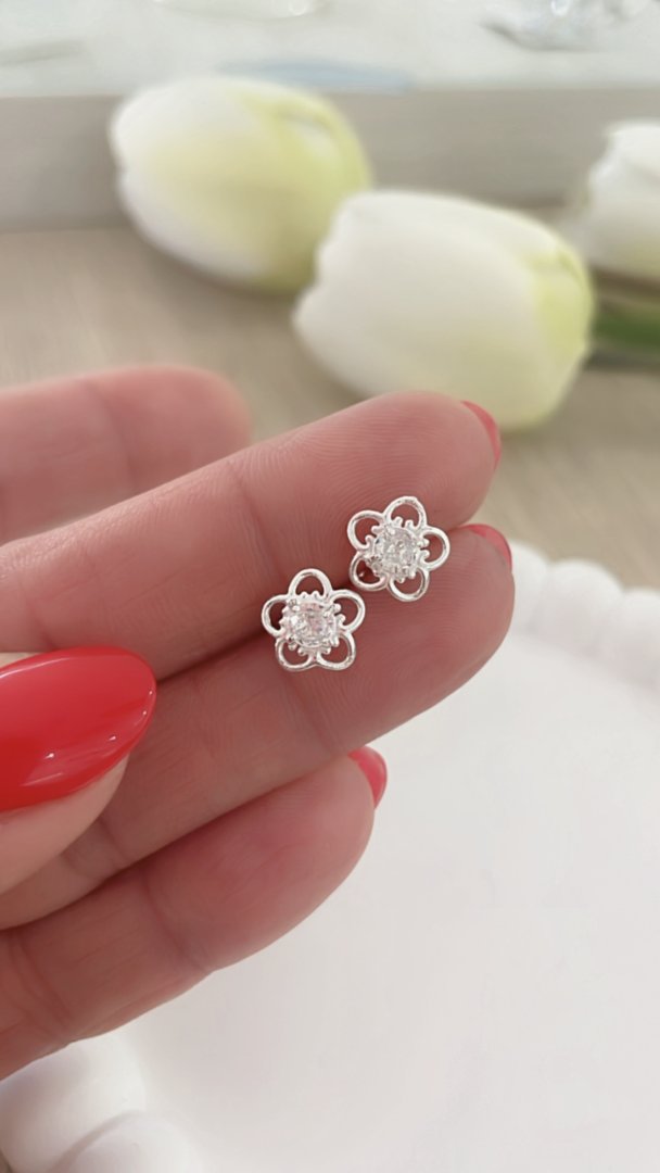 Aros Pasantes Flor Brillo