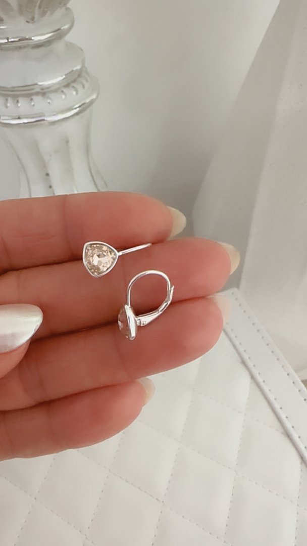 Aros Brisura Swarovski Triángulo Ambar